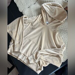 American eagle cropped loose fit velour hoodie